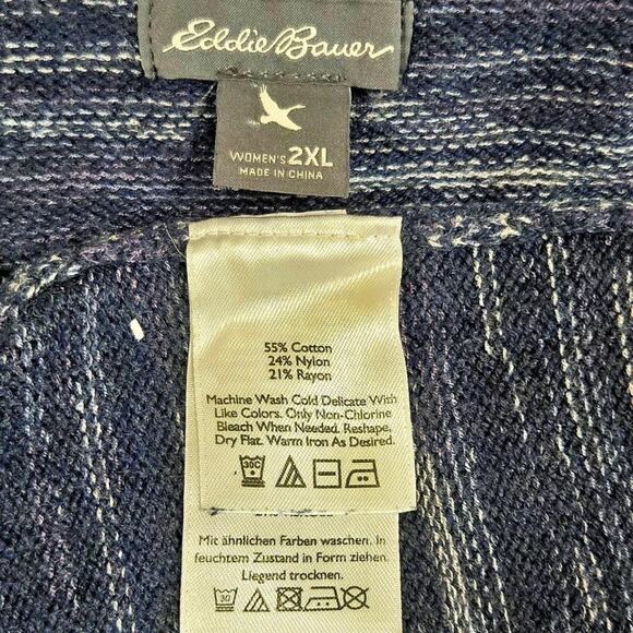 Eddie Bauer Women's 2XL V-Neck Heather Knit Sweater Cotton Rayon - Picture 3 of 3